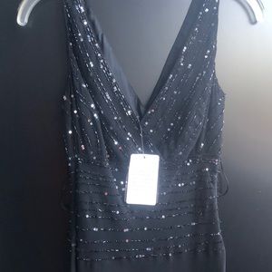 NWT Black Beaded Silk Maxi